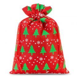 Jute zakje 30 x 40 cm - rood / kerstboom Kerst tassen