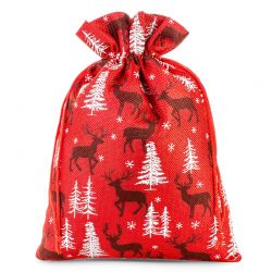 Jute zakjes 26 x 35 cm - rood / rendier Kerst tassen