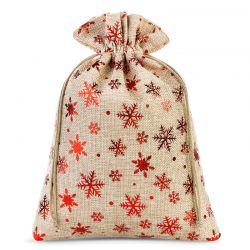 Jute zakjes 26 x 35 cm -  natuurlijke kleur / sterren Kerst tassen