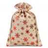 Jute zakjes 26 x 35 cm -  natuurlijke kleur / sterren Kerst tassen