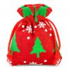 Jute zakjes 8 x 10 cm - rood / kerstboom Kerst tassen