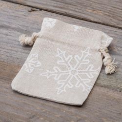 Zakjes à la linnen met print 12 x 15 cm - natuurlijke kleur / sneeuw Sectoren / Verpakkingen voor…