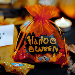 Organzy zakjes Halloween 12 x 15 cm - mix van patronen en kleuren Middelgrote zakjes