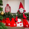 Adventskalender van velours zakjes 15 x 20 cm - rood en wit + witte en rode nummers Kerst tassen