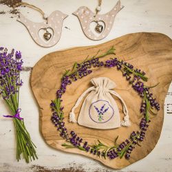 Zakjes à la linnen met print 9 x 12 cm - natuurlijke kleur / van lavendel Tuin- en huisplanten