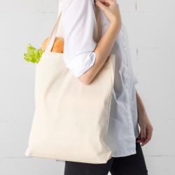 Een katoenen tas 38 x 42 cm met lange hengsels - natuurlijke kleur Katoenen zakken