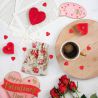 Zakjes à la linnen met print 9 x 12 cm - natuurlijke kleur / rozen Bedrukte organzazakjes