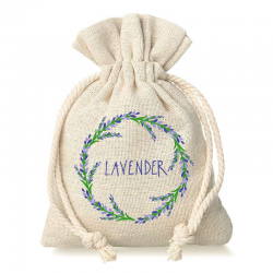 Zakjes à la linnen met print 10 x 13 cm - natuurlijke kleur / van lavendel Zakjes voor lavendel