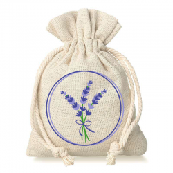 Zakjes à la linnen met print 9 x 12 cm - natuurlijke kleur / van lavendel Zakjes voor lavendel