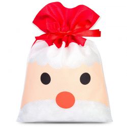 Nonwoven zakken 22 x 31 cm bedrukt - Kerstman Kerst tassen