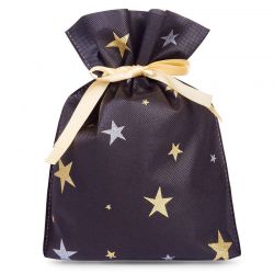 Nonwoven zakken 22 x 31 cm bedrukt met sterren Kerst tassen