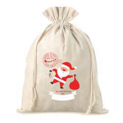 Zakje à la linnen 30 x 40 cm met een opdruk – de Kerstman Kerst tassen