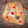 Zakjes à la linnen 9 x 12 cm - natuurlijk - hartjes Valentijn