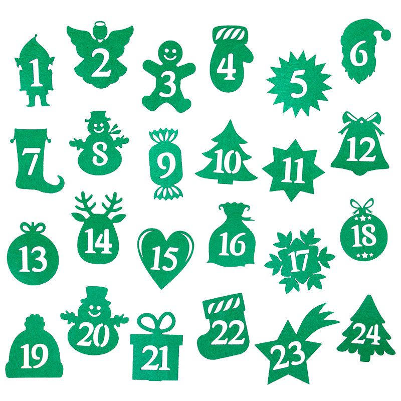 24 stuks. Zelfklevende nummers 1-24 - groen MIX