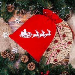 Fluwelen zak 30 x 40 cm - Kerstmis - Kerstman Kerst tassen