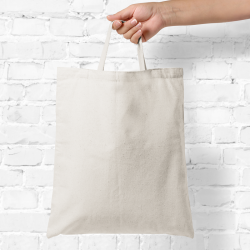 Een katoenen tas 38 x 42 cm met korte hengsels - natuurlijke kleur Kledij en ondergoed