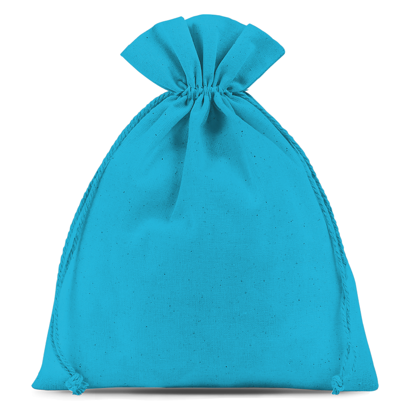 Katoenen zaks 26 x 35 cm - turquoise Turquoise zakjes