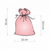 Zakjes à la linnen met print 22 x 30 cm - natuurlijke kleur / rozen Bedrukte organzazakjes