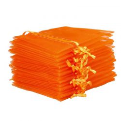 Organza zakjes 7 x 9 cm - oranje Pasen tassen