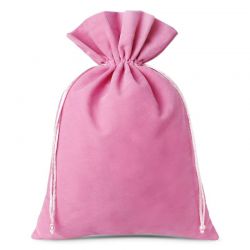 Fluwelen zakjes 26 x 35 cm - lichtroze Velours tassen