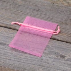 Organza zakjes 6 x 8 cm - roze Valentijn