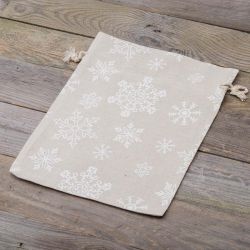 Zak à la linnen met print 26 x 35 cm - natuurlijke kleur / sneeuw Linnen zakken