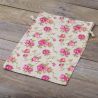 Zakjes à la linnen met print 22 x 30 cm - natuurlijke kleur / rozen Linnen zakken