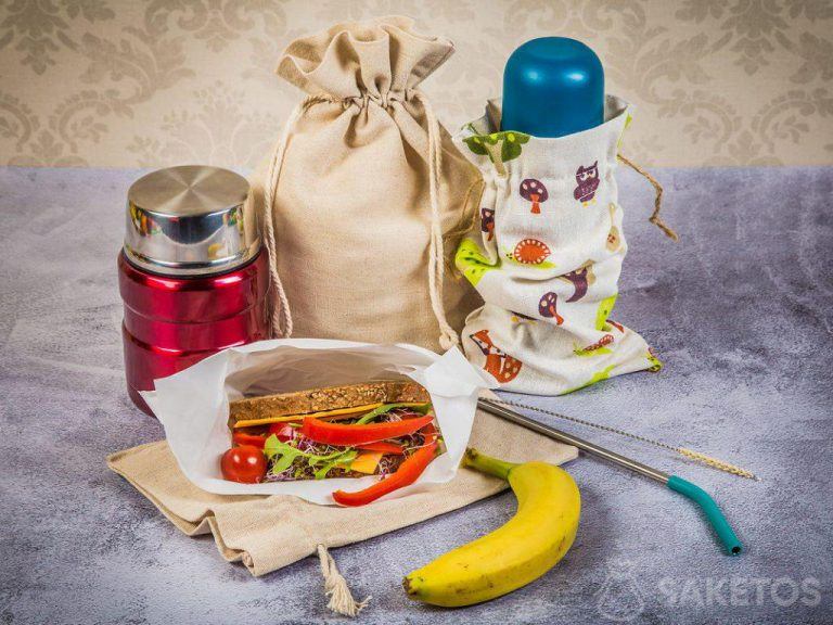 Eco-verpakking voor ontbijt voor werk en school
