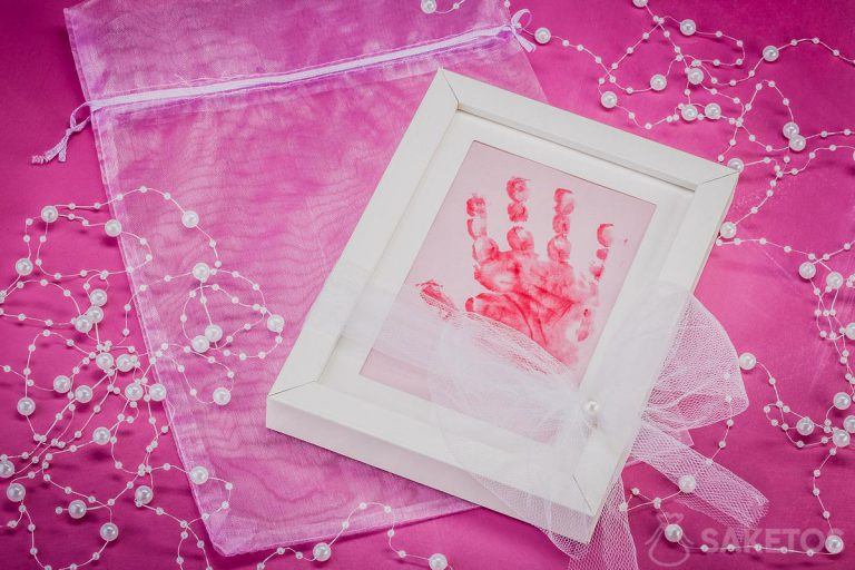Organza zakje voor baby's handafdruk 