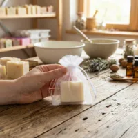 Kleine organza zakjes ideaal voor het verpakken van handgemaakte zeep.