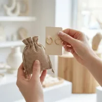 Jute zakjes voor oorbellen en sieraden.