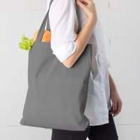 Een katoenen tas 38 x 42 cm met lange hengsels - grijs Katoenen zakjes