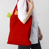 Een katoenen tas 38 x 42 cm met lange hengsels - rood Katoenen zakjes