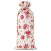 Zakje à la linnen met print 16 x 37 cm - natuurlijke kleur / rozen Middelgrote Zakjes 16x37 cm