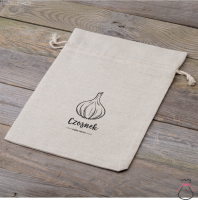 Zak à la linnen met print 22 x 30 cm - natuurlijke kleur / voor knoflook (PL) Tuin- en huisplanten