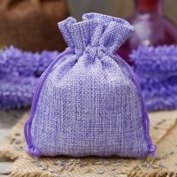 Jute zakjes 6 x 8 cm - lichtpaars Lavendel en potpourri