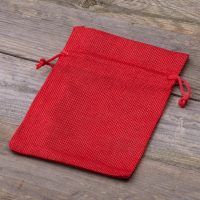 Jute zakjes 9 x 12 cm - rood Kerst tassen