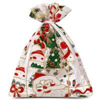 Organza zakjes 10 x 13 cm - Kerstmis / 5 Kerst tassen