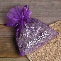 Organza zakjes 9 x 12 cm - donkerpaars met druk (lavendel) - 2 Lifehack – slimme ideeën