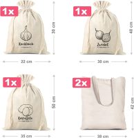 Zakjes à la linnen voor groenten (3 st) en katoenen zakken voor inkopen (2 st) Katoenen zakken