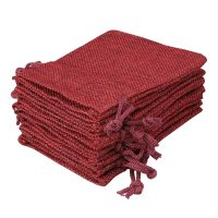 Jute zakjes 15 x 20 cm - bordeaux Kerst tassen