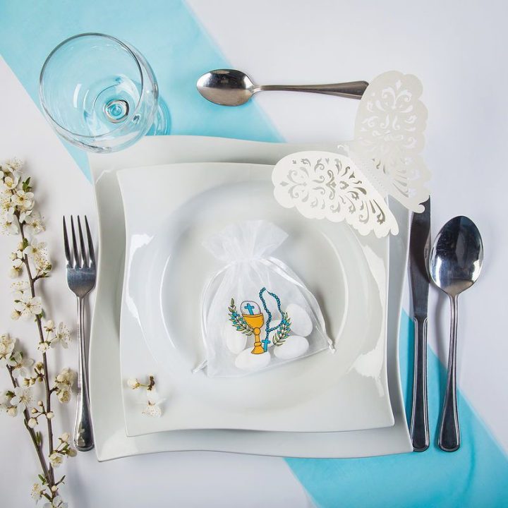 organza geschenkzakjes 10 x 13 cm wit met opdruk Organza zakjes