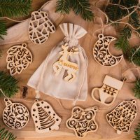 Houten hangertjes - Kerstmis Tafeldecoratie