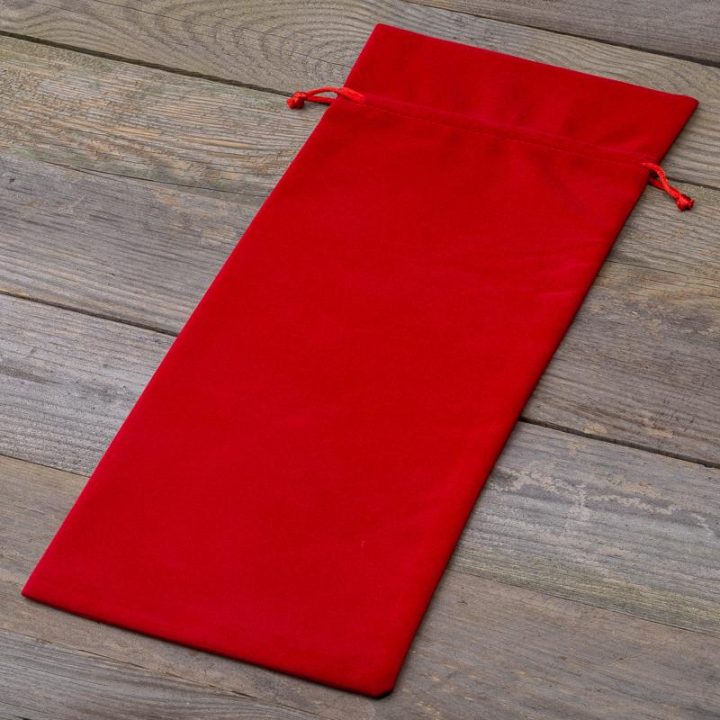 Fluwelen zakje 16 x 37 cm - rood Kerst tassen