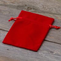 Fluwelen zakjes 10 x 13 cm - rood Kerst tassen