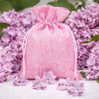 Jute zakjes 10 x 13 cm - lichtroze Roze zakjes