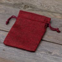 Jute zakjes 9 x 12 cm - bordeaux Kerst tassen