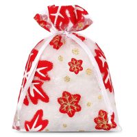 Organza zakjes met print 10 x 13 cm - Kerstmis / 1 Kerst tassen