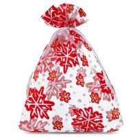 Organza zakjes met print 12 x 15 cm - Kerstmis / 1 Kerst tassen