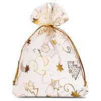 Organza zakjes 10 x 13 cm - Kerstmis / 8 Kerst tassen